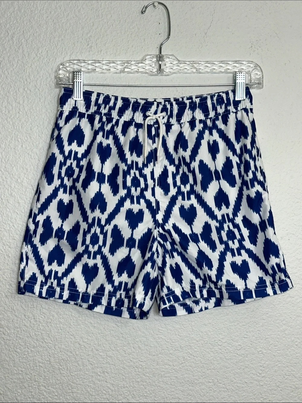 Janie and Jack Blue White Swim Shorts Youth Size 12 Lined Swimwear Trunks